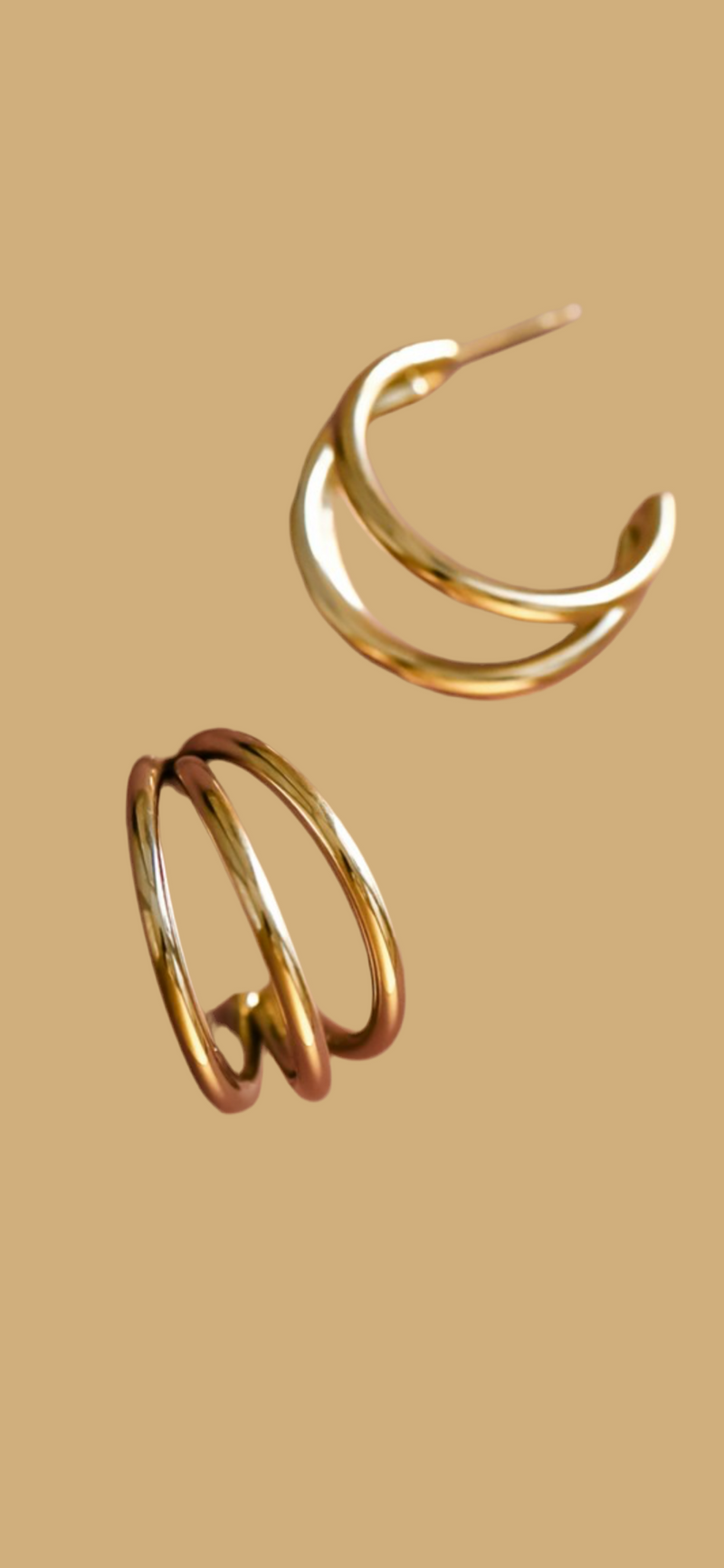 Gold Triple Hoop Earrings