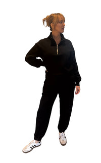 Half Zip Jogger Set - Black