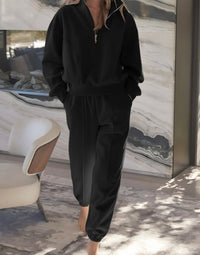 Half Zip Jogger Set - Black