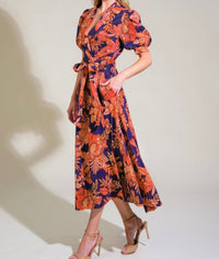 Cameron Printed Woven Midi Dress