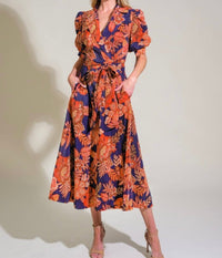 Cameron Printed Woven Midi Dress