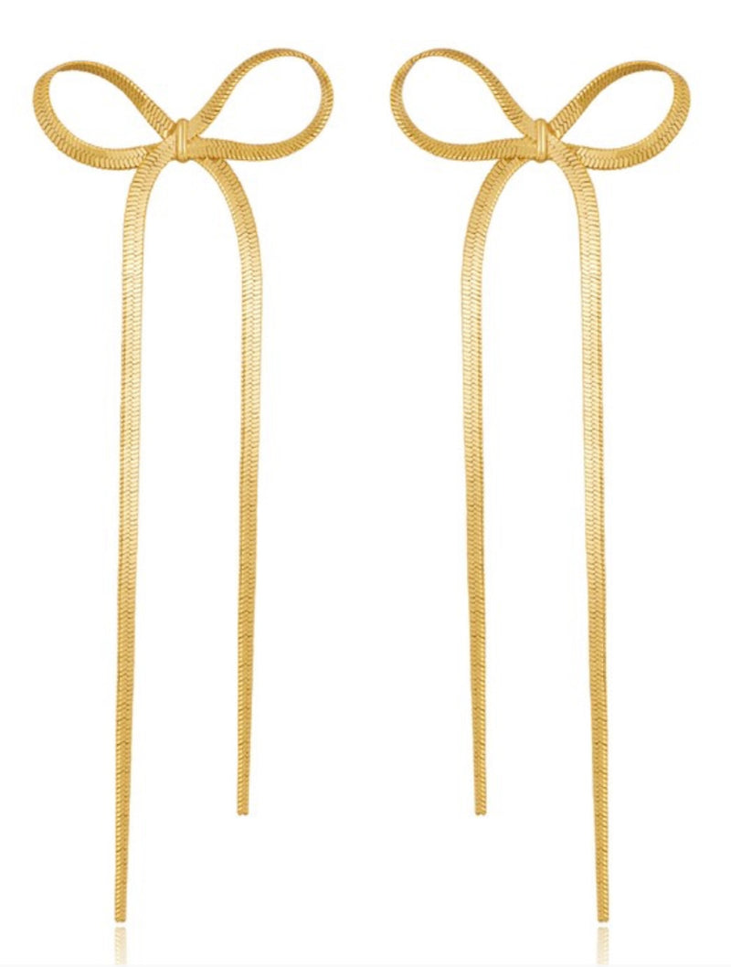 Long Bow Earrings - Gold