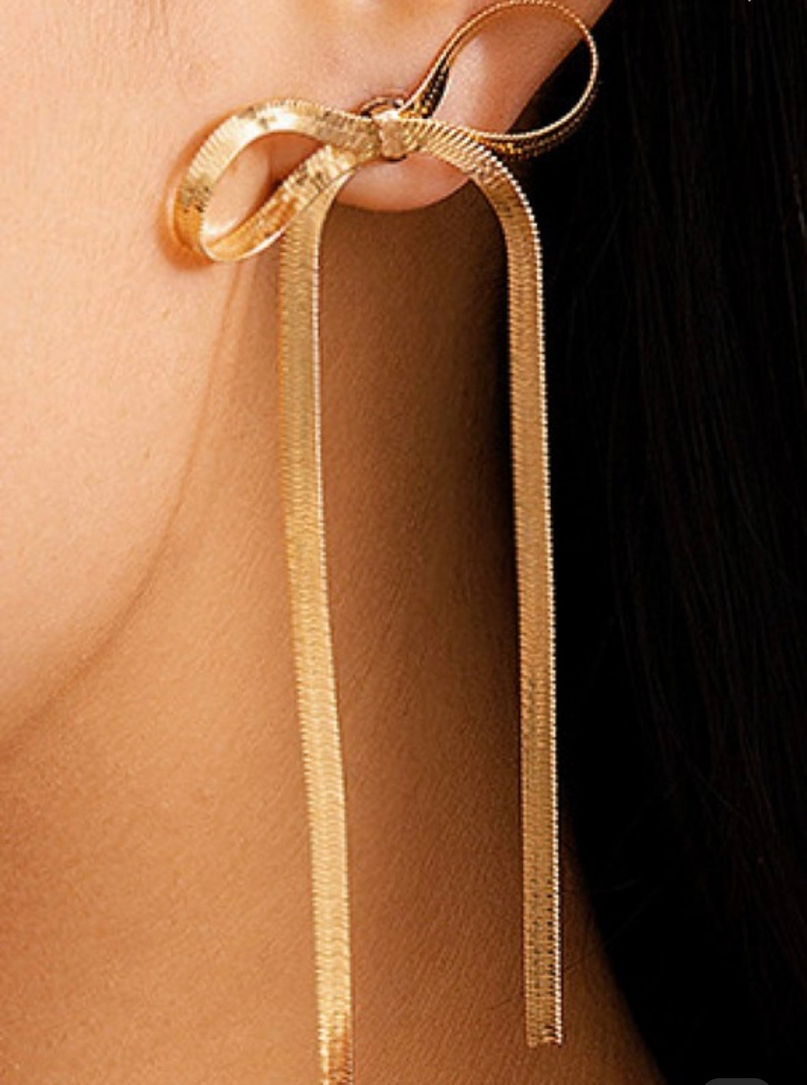 Long Bow Earrings - Gold