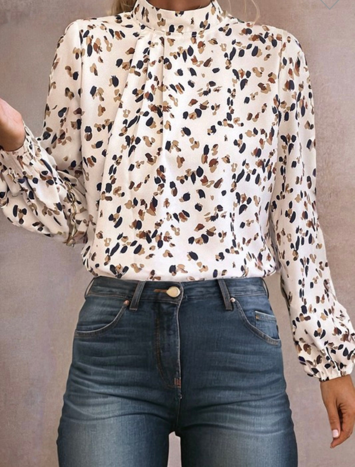 Paige Leopard Lantern Sleeve Pleated Blouse