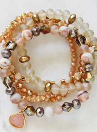 Stone and Crystal Beaded Bracelet Set