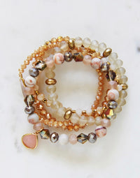 Stone and Crystal Beaded Bracelet Set