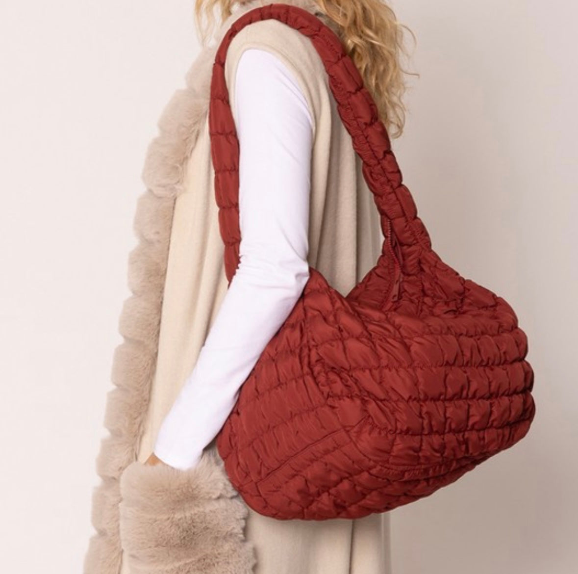 Quilted Puffer Tote Bag