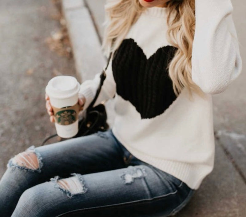 Black Heart Crewneck Sweater