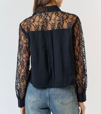 Deborah Sheer Lace Button Down Top