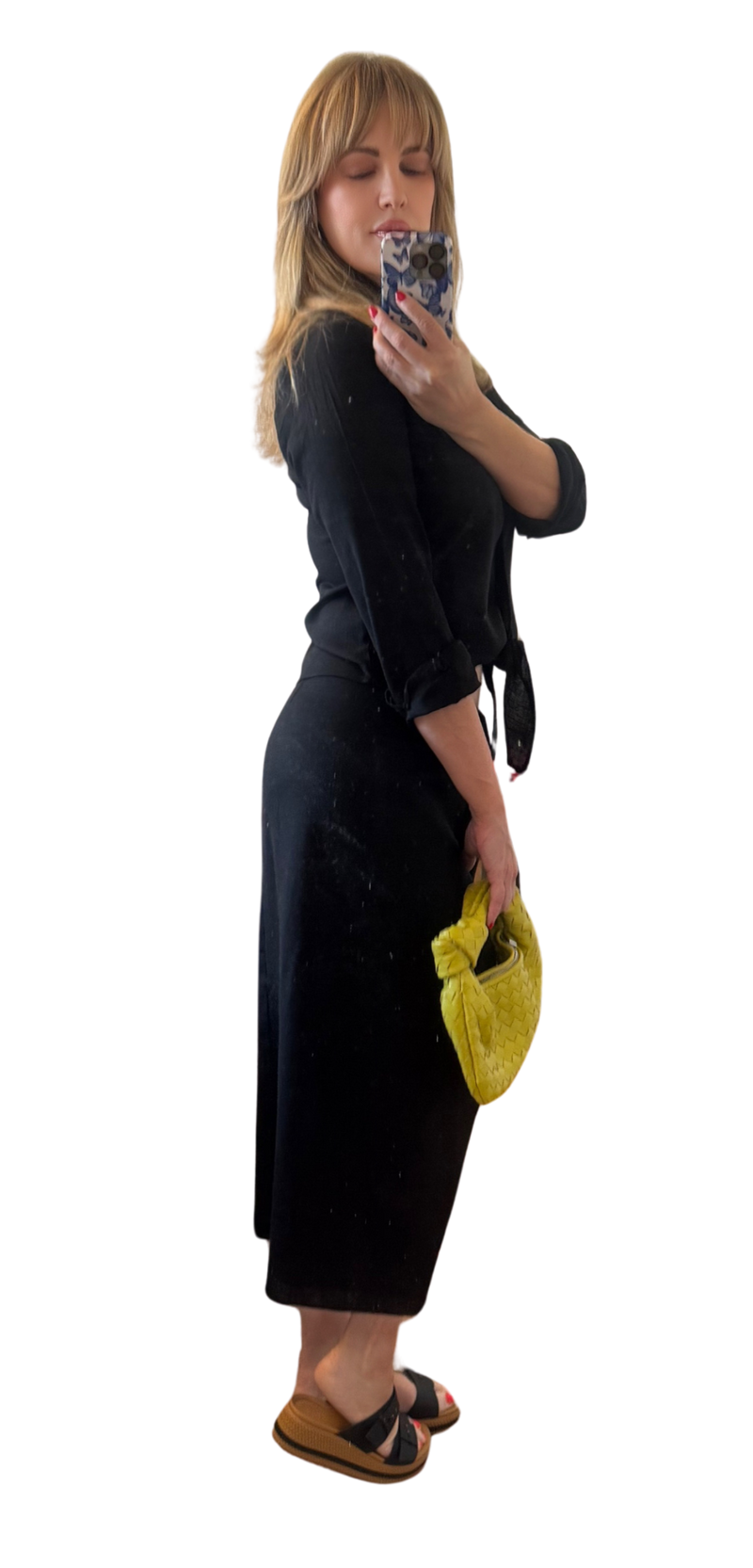 Black Linen Skirt Set