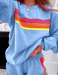 Striped Pullover and Shorts Set