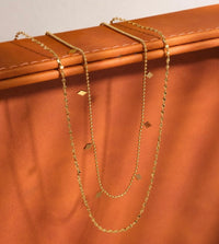 18k Gold Non-tarnish Layered Tassel Necklace