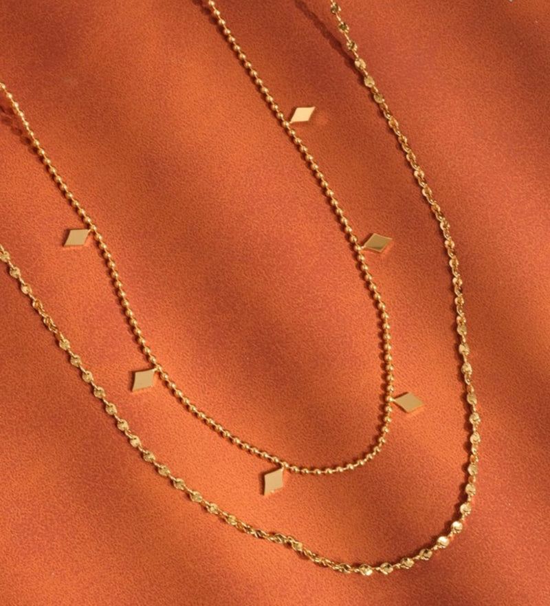 18k Gold Non-tarnish Layered Tassel Necklace