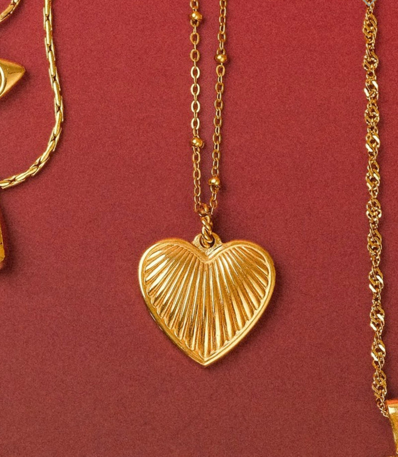 18k Gold-plates Heart Necklace