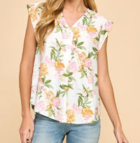 Maria Floral V Neck Top