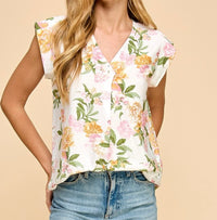 Maria Floral V Neck Top