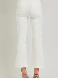 Risen Jeans High Rise Ankle Flare Patch Pocket Pants