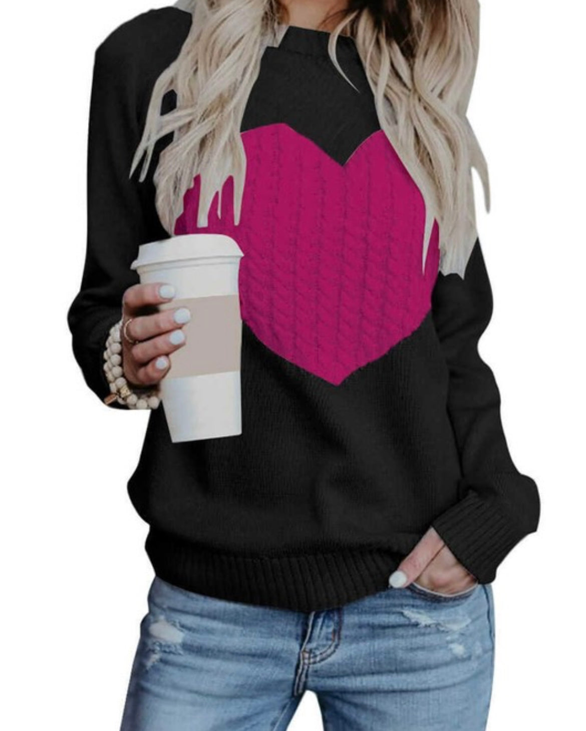 Rose Heart Crewneck Sweater