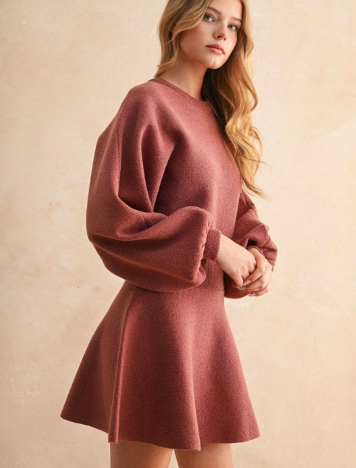Balloon Sleeve Sweater Dress