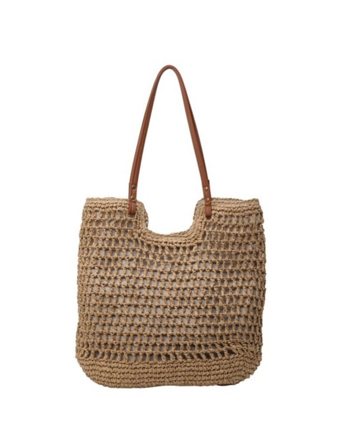 Straw Woven Shoulder Bag - KHAKI