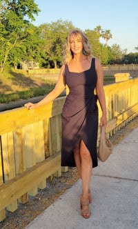 Venita Navy Midi Wrap Dress
