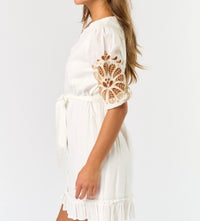 Lulu Embroidered Puff Sleeve Button Down Mini Dress