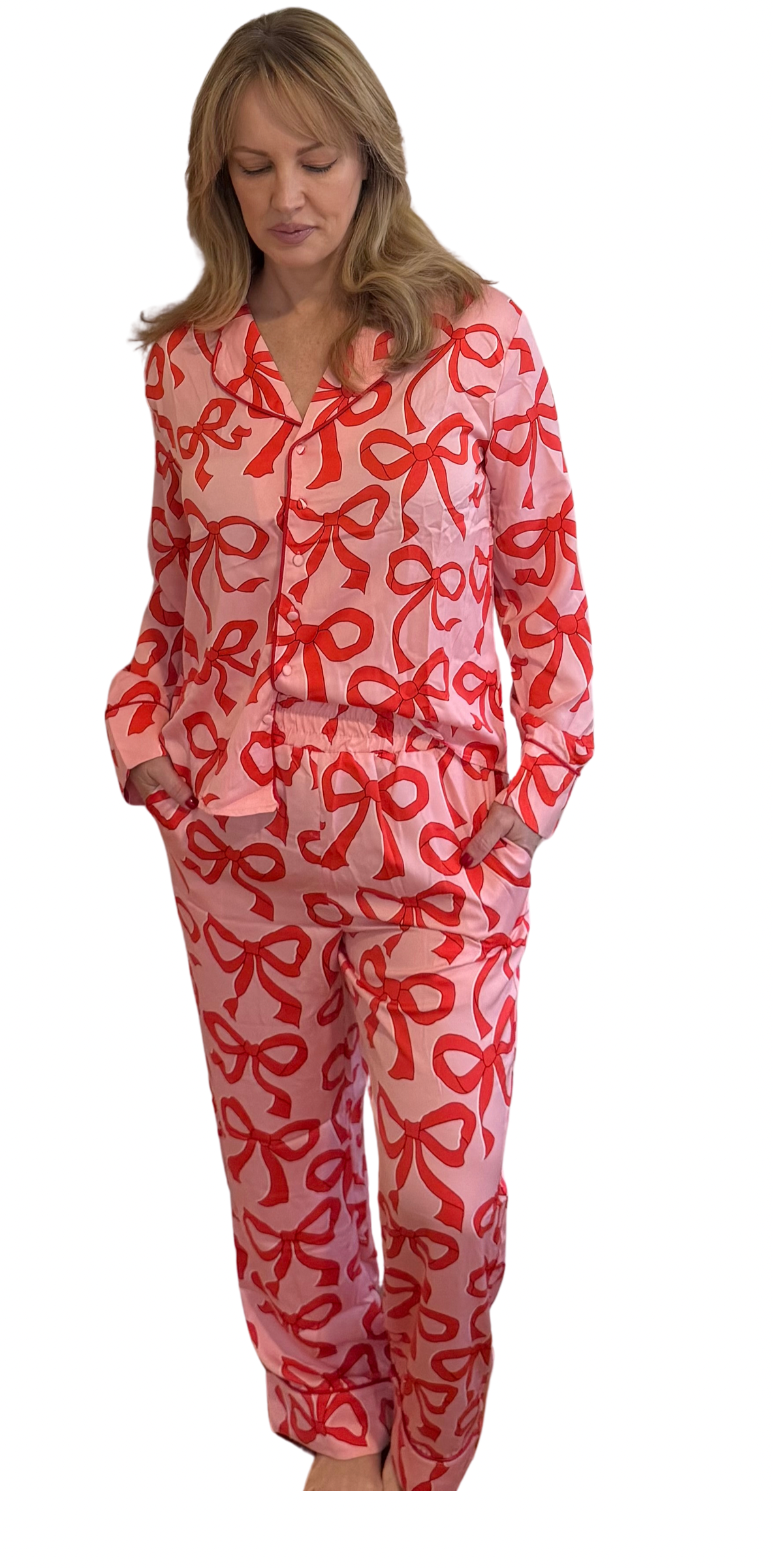 Pink and Red Bow Pajama Set