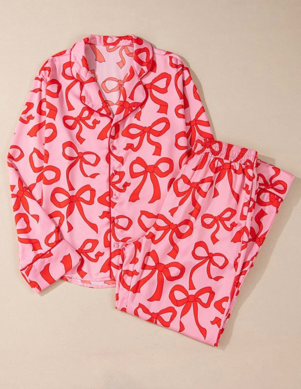 Pink and Red Bow Pajama Set